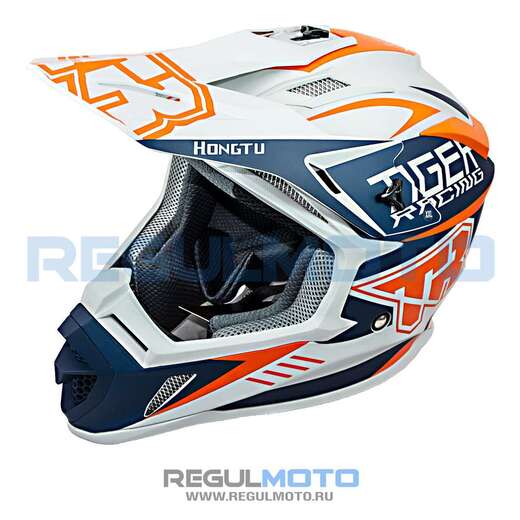 Шлем Kioshi TR кроссовый (H637) (Серый/ синий/ оранжевый, M, 111222-1) pitbikemarket.ru