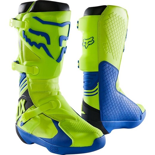 Мотоботы Fox Comp Boot (Yellow/Blue, 11, 2021 (25839-586-11)) pitbikemarket.ru